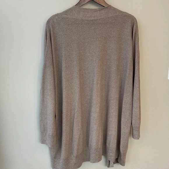 Eileen Fisher Organic Linen Cotton Long Open Cardigan Cocoa Cream XL - Picture 9 of 10